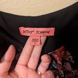 Betsey Johnson Black and Red Floral Dress